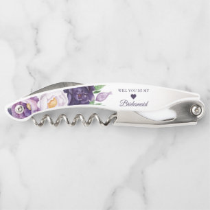 Purple Lavender Greenery Will Be My Bridesmaid Corkscrew