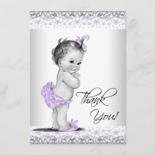 Purple Lavender Grey Baby Shower Thank You Card