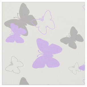 Purple Lavender Grey Grey Butterfly Pattern Fabric