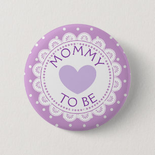 Purple Lavender Heart  Polka Dot Mum to Be Button