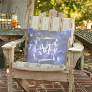 Purple Lavender Hydrangeas purple flowers monogram Cushion