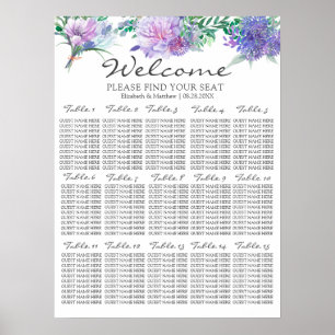 Purple Lavender Hydrangeas Wedding Seating Chart