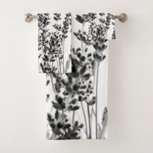 Purple Lavender in Black & White #1 #decor #art  Bath Towel Set