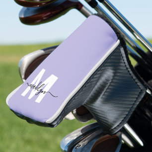 Purple Lavender Initial Name Monogram Golf Head Cover