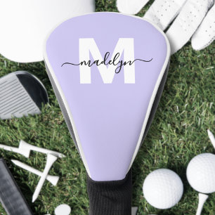 Purple Lavender Initial Name Monogram Golf Head Cover