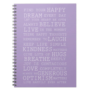 Purple Lavender Inspirational Quotes Love Dream Notebook