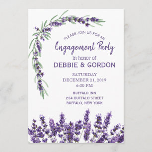 Purple Lavender Lilac Flower Wedding Engagement Invitation