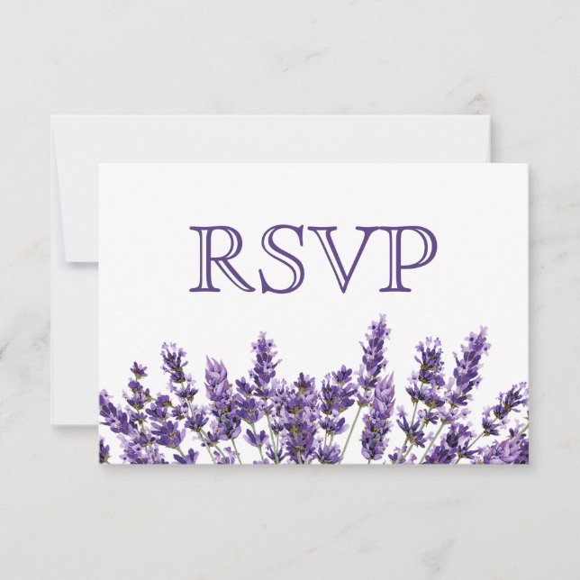 Purple Lavender Lilac Flower Wedding RSVP Card (Front)