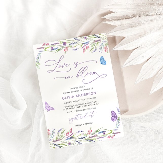 Purple Lavender Love in Bloom Bridal Shower  Invitation (Creator Uploaded)