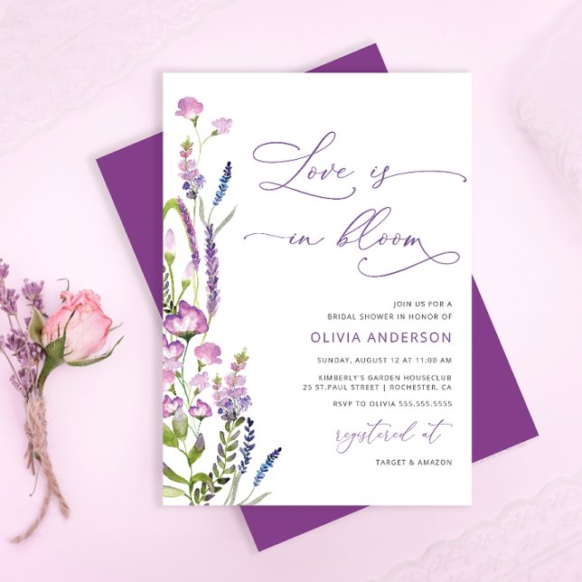 Purple Lavender Love is in Bloom Bridal Shower  Invitation (Creator Uploaded)