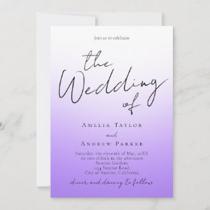 Purple Lavender Minimal QR Code Elegant Wedding Invitation