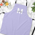 Purple Lavender Minimalist Elegant Monogram Apron<br><div class="desc">Personalised Custom Create Your Own Modern Light Purple and Gold Initial Name Monogram Apron. This chic and sophisticated apron is perfect for anyone who wants to add a personalised and elegant touch to their work attire. Whether you're a home chef preparing meals in the kitchen, a hair stylist in need...</div>