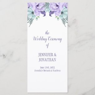 Purple Lavender Mint Floral Wedding Program Programme