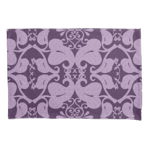 Purple Lavender Modern Elegant Ornate Leaf Pattern Pillowcase