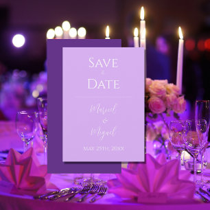 Purple Lavender Modern Elegant Simple Save The Date