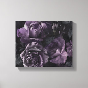 Purple Lavender Moody Roses Floral Goth Canvas Print