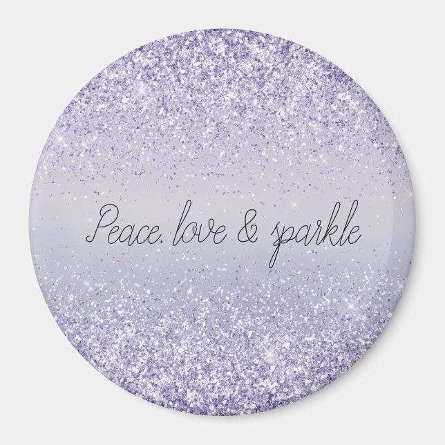 Purple Lavender Ombre Glitter Sparkle Magnet (Front)