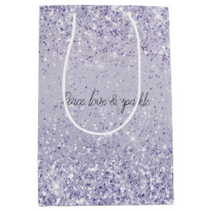 Purple Lavender Ombre Glitter Sparkle Medium Gift Bag
