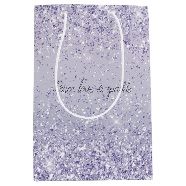 Purple Lavender Ombre Glitter Sparkle Medium Gift Bag (Front)