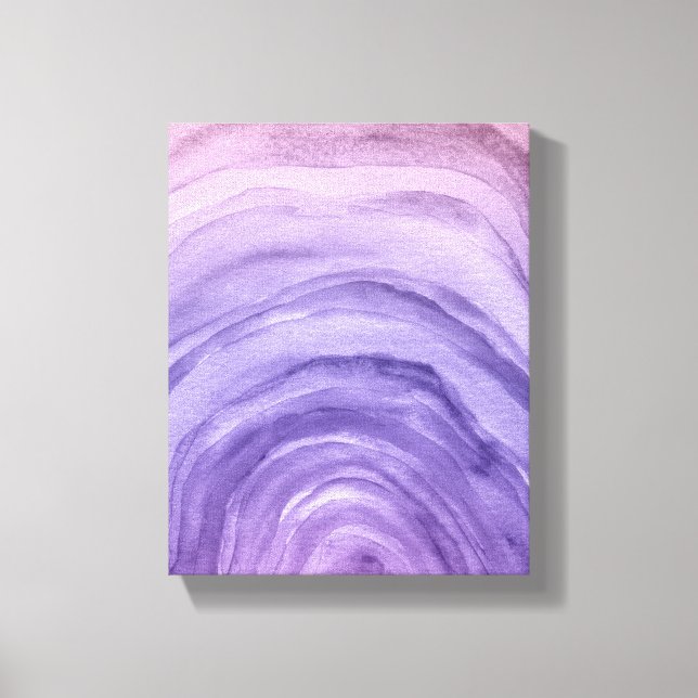 Purple Lavender Ombre Rainbow Abstract Watercolor Canvas Print (Front)