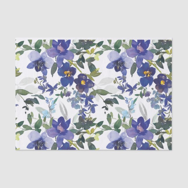 Purple & Lavender Orchids Floral Watercolor Tissue Paper (Front)