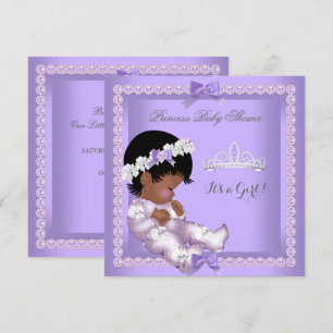 Purple Lavender Pearl Baby Shower Girl Ethnic Invitation