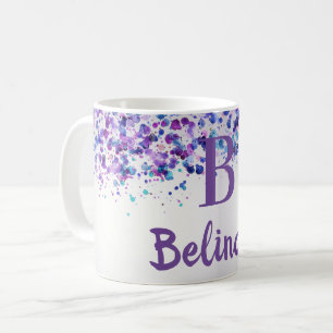 Purple Lavender personalised Name Monogram Coffee Mug