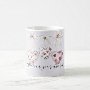 Purple Lavender Pink Floral Hearts Cream Bows Coffee Mug