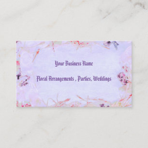 Purple lavender pink mod floral print business card
