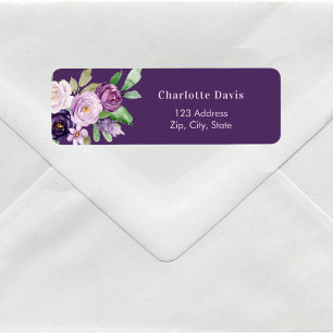 Purple lavender pink roses flowers return address 