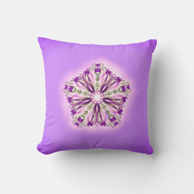 *~* Purple Lavender & Pink  Star Ribbon Mandala Cushion (Front)