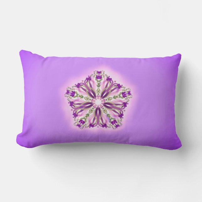 *~* Purple Lavender & Pink  Star Ribbon Mandala Lumbar Cushion (Front)