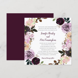 Purple Lavender Pink White Floral Wreath Wedding Invitation