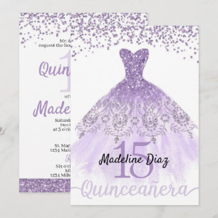 Purple Lavender Quinceanera Birthday Invitation