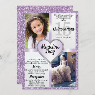 Purple Lavender Quinceañera Invitation Cumpleaños