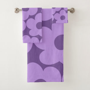 Purple Lavender Retro Daisies #1 #decor #art Bath Towel Set