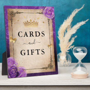 Purple Lavender Rose Gold Cards and Gifts Sign Plaque