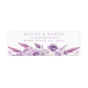Purple Lavender Roses Wedding Return Address Label