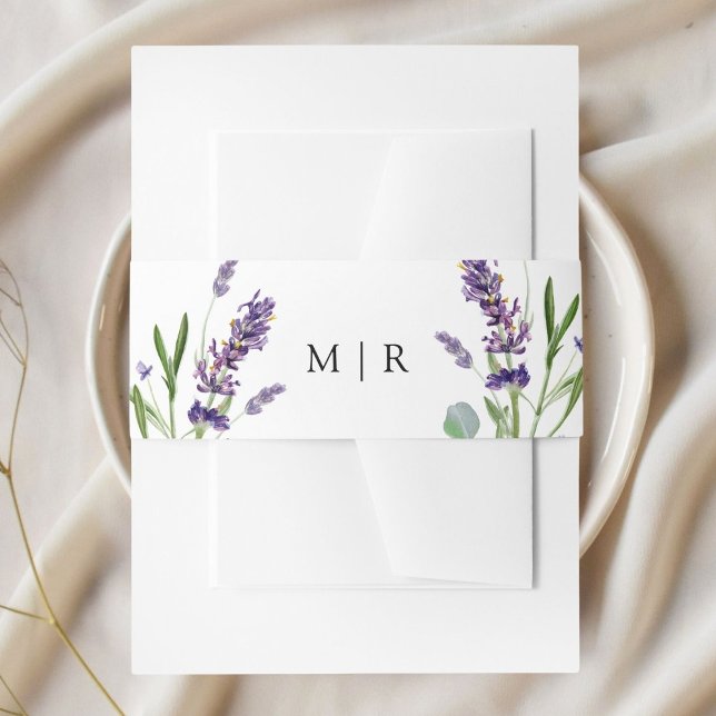 Purple Lavender Rustic Floral Wedding Invitation Belly Band (Creator Uploaded)
