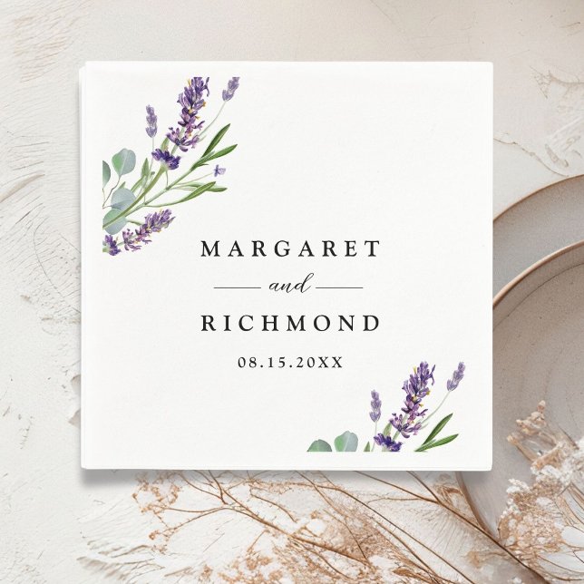 Purple Lavender Rustic Watercolor Floral Wedding Napkin (Creator Uploaded)