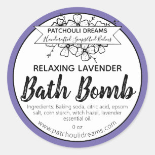 Purple Lavender Scented Relaxing Bath Bomb Classic Round Sticker