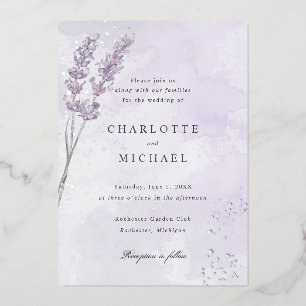 Purple lavender silver foil wedding