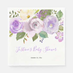 Purple lavender spring floral baby shower napkin
