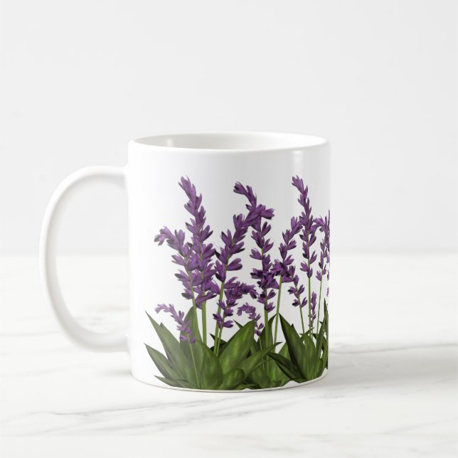 Purple Lavender Spring Flowers Coffee Mug (Left)