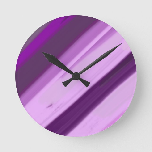 Purple Lavender Stripes  Round Clock (Front)
