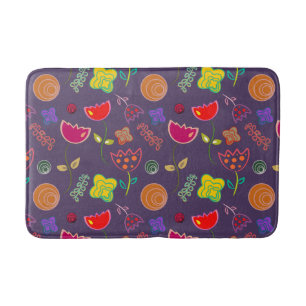 Purple lavender stylish abstract floral Bath Mat