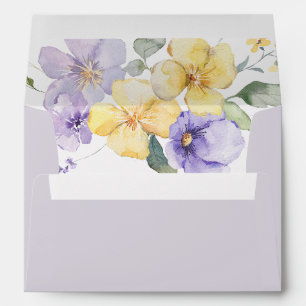 Purple Lavender & Sunshine Yellow Floral Wedding Envelope