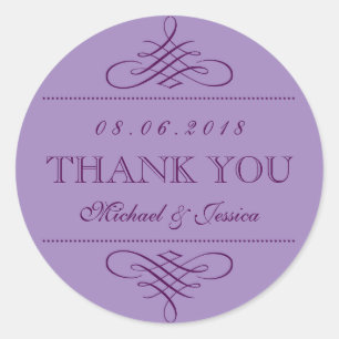 Purple Lavender Swirls Ornament Wedding Stickers