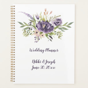 Purple Lavender Taupe Peonies and Greenery Wedding Planner