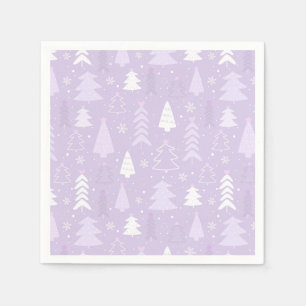 Purple Lavender Trees Winter Christmas Napkin